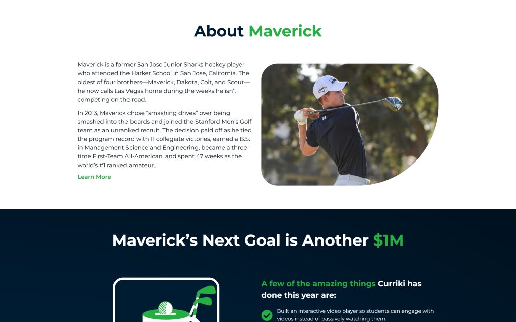 Birdies for Education: "About Maverick" section
