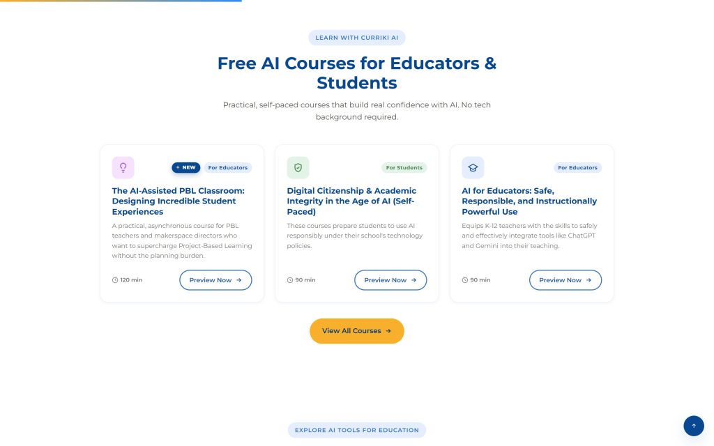 Curriki AI Grants: free AI courses for educators and students