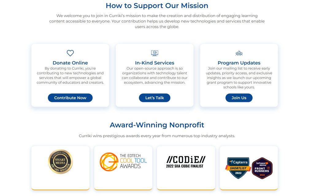 Curriki: ways to support the mission and award badges