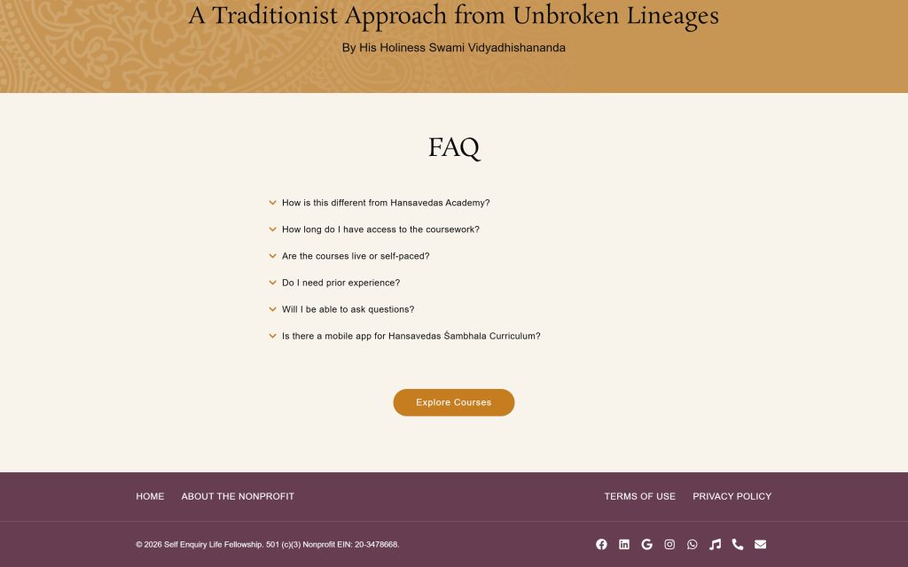 Sambhala: FAQ and footer
