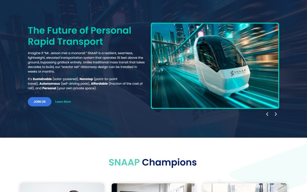 SNAAP: "The Future of Personal Rapid Transport" section