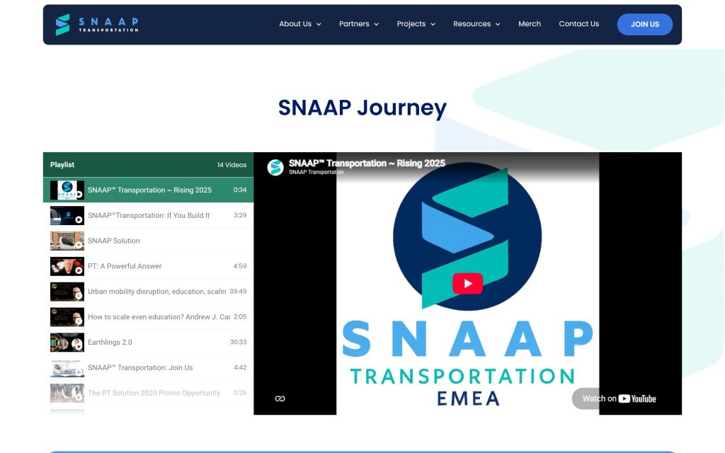 SNAAP: SNAAP Journey video playlist page