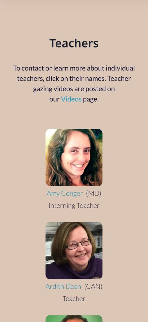 Trillium: Teachers listing on mobile