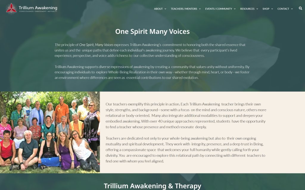 Trillium: "One Spirit Many Voices" intro on the Teachers page